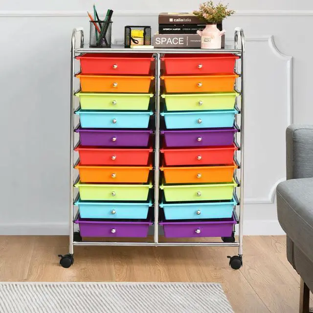 Alt view image 7 of 7 - SlickBlue 20 Drawers Storage Rolling Cart Studio Organizer