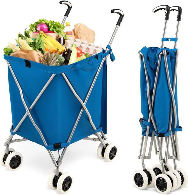 Alt view image 4 of 7 - SlickBlue Folding Shopping Utility Cart with Water-Resistant Removable Canvas Bag