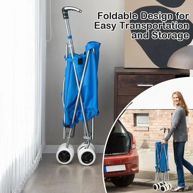 Alt view image 6 of 7 - SlickBlue Folding Shopping Utility Cart with Water-Resistant Removable Canvas Bag