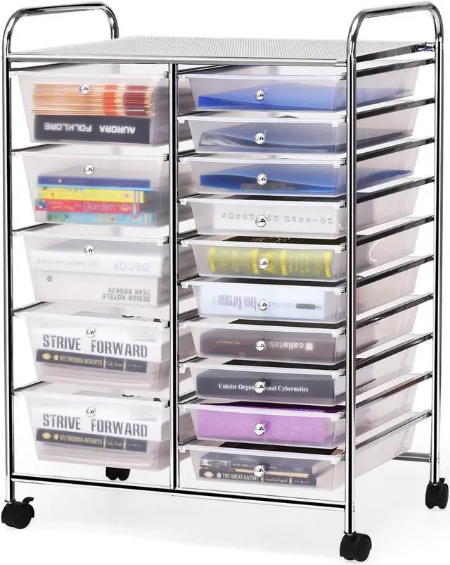 Alt view image 4 of 7 - SlickBlue 15-Drawer Utility Rolling Organizer Cart Multi-Use Storage