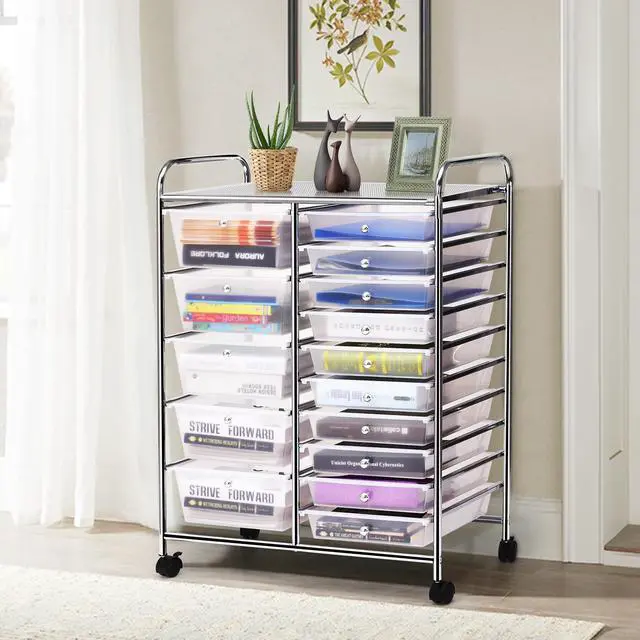Alt view image 2 of 7 - SlickBlue 15-Drawer Utility Rolling Organizer Cart Multi-Use Storage