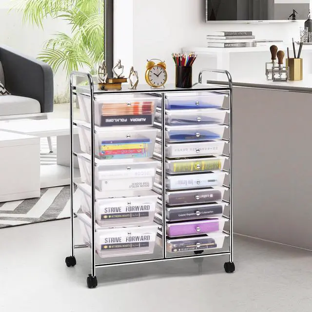 Alt view image 3 of 7 - SlickBlue 15-Drawer Utility Rolling Organizer Cart Multi-Use Storage