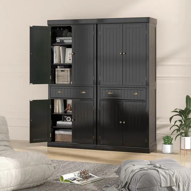 Alt view image 2 of 7 - SlickBlue Cupboard Freestanding Kitchen Cabinet w/ Adjustable Shelves