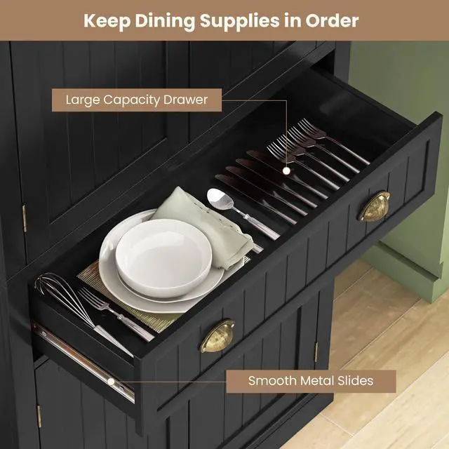 Alt view image 6 of 7 - SlickBlue Cupboard Freestanding Kitchen Cabinet w/ Adjustable Shelves