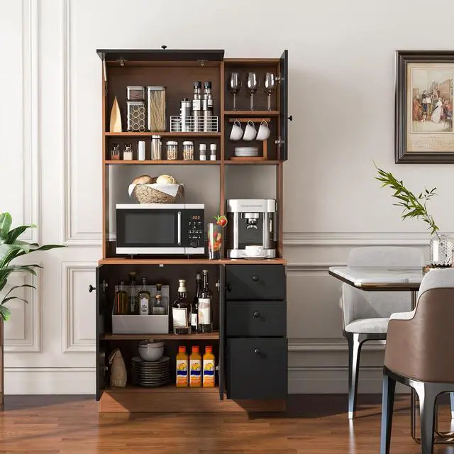 Alt view image 2 of 7 - SlickBlue 71 Inch Kitchen Pantry with 3 Storage Cabinet and 3 Deep Drawers