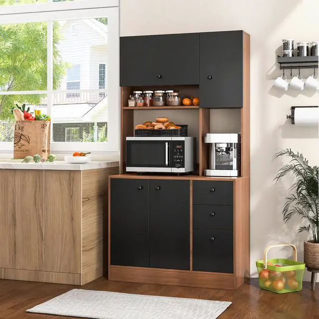 Alt view image 3 of 7 - SlickBlue 71 Inch Kitchen Pantry with 3 Storage Cabinet and 3 Deep Drawers
