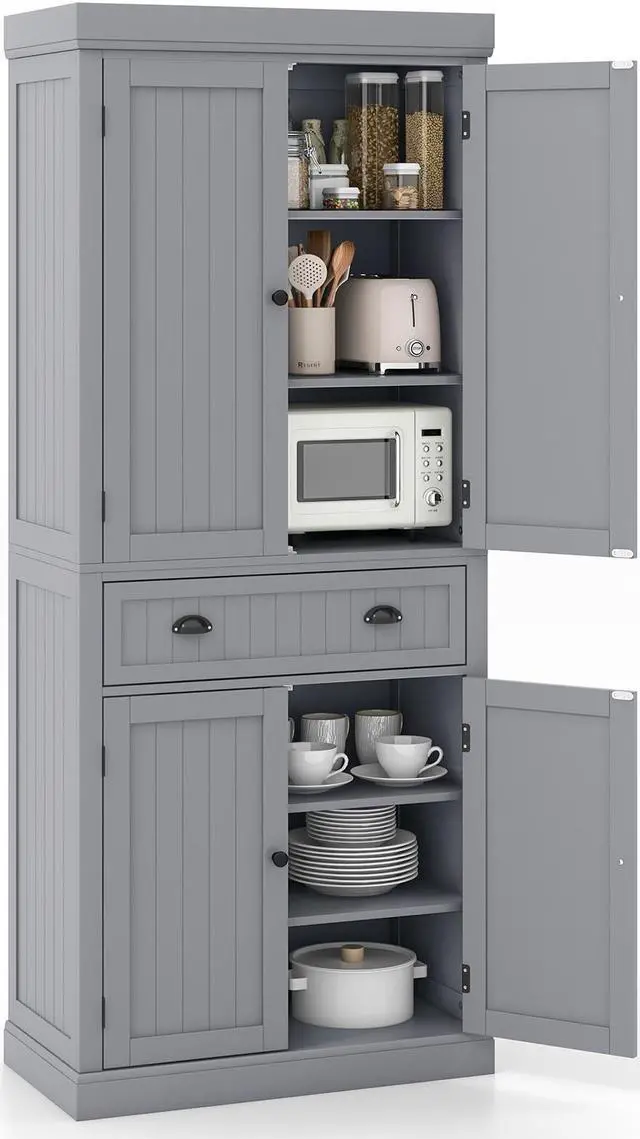 Alt view image 4 of 7 - SlickBlue Cupboard Freestanding Kitchen Cabinet w/ Adjustable Shelves