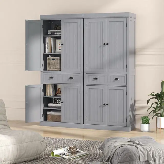 Alt view image 2 of 7 - SlickBlue Cupboard Freestanding Kitchen Cabinet w/ Adjustable Shelves