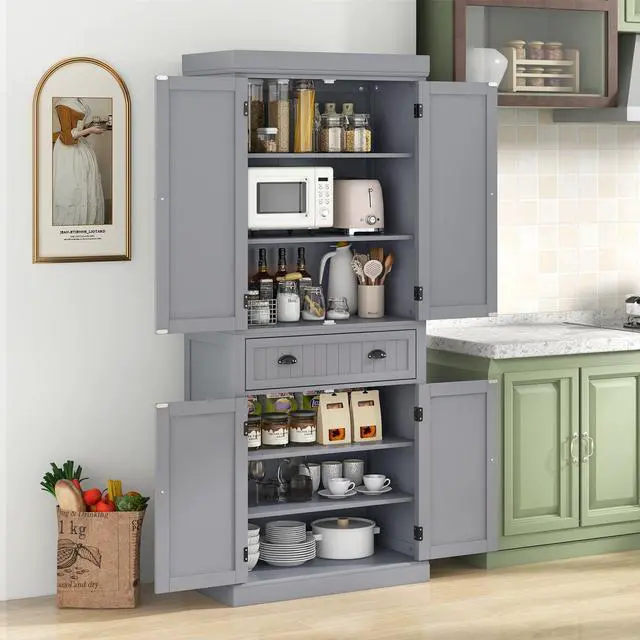 Alt view image 3 of 7 - SlickBlue Cupboard Freestanding Kitchen Cabinet w/ Adjustable Shelves