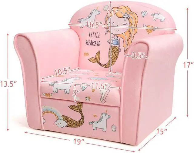 Alt view image 5 of 7 - SlickBlue Kids Mermaid Armrest Couch Upholstered Sofa
