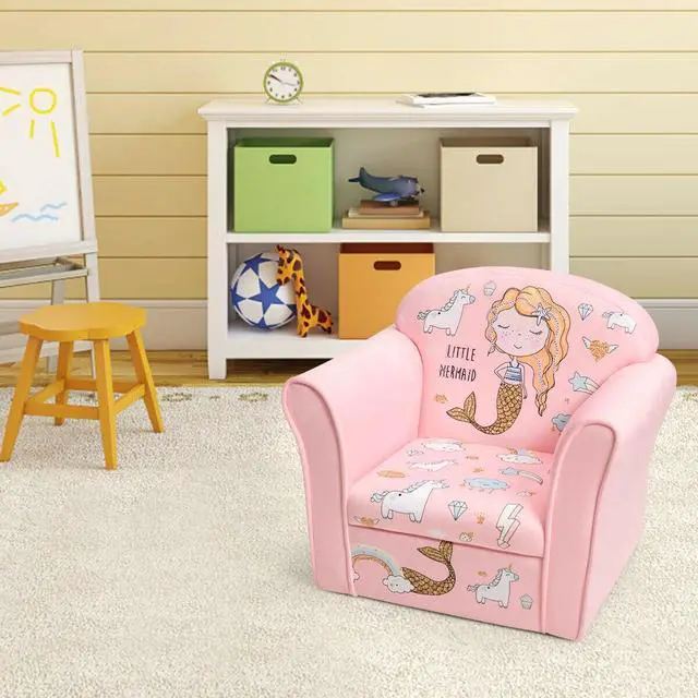 Alt view image 2 of 7 - SlickBlue Kids Mermaid Armrest Couch Upholstered Sofa