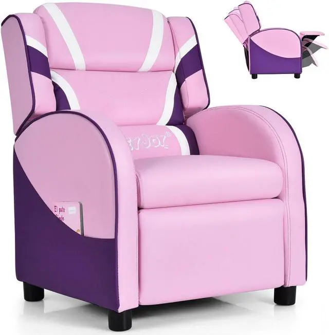 Main image of SlickBlue Kids Leather Recliner Chair with Side Pockets