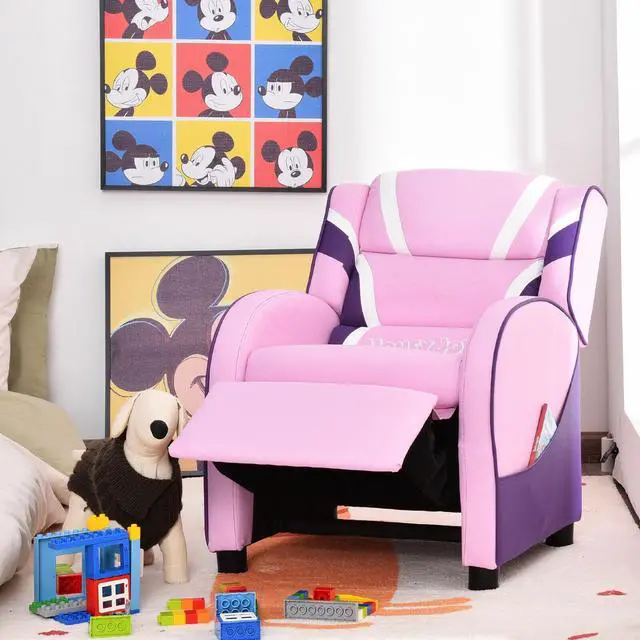 Alt view image 6 of 7 - SlickBlue Kids Leather Recliner Chair with Side Pockets
