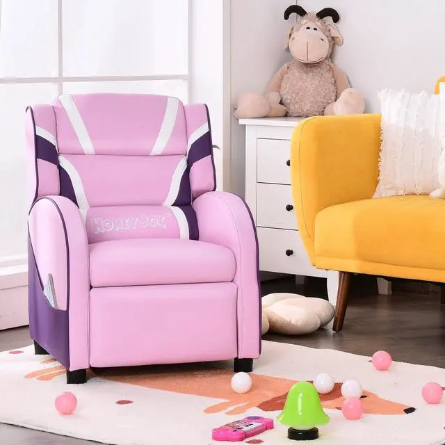 Alt view image 2 of 7 - SlickBlue Kids Leather Recliner Chair with Side Pockets