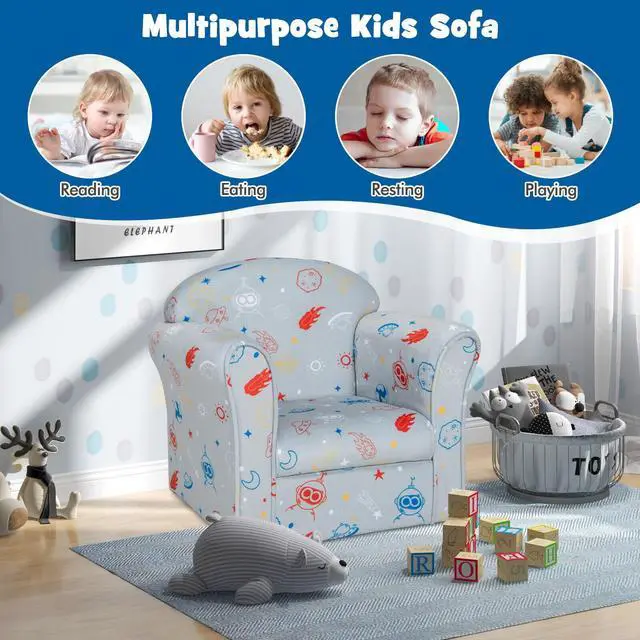 Alt view image 7 of 7 - SlickBlue Toddler Upholstered Armchair with Solid Wooden Frame and High-density Sponge Filling