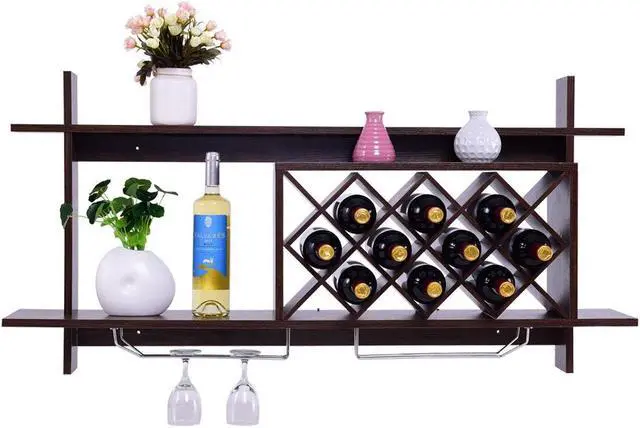Alt view image 4 of 7 - SlickBlue Wall Mount Wine Rack with Glass Holder & Storage Shelf
