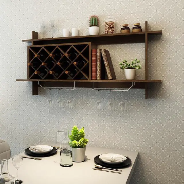 Alt view image 2 of 7 - SlickBlue Wall Mount Wine Rack with Glass Holder & Storage Shelf