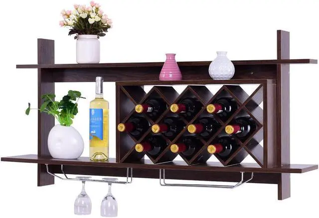 Alt view image 6 of 7 - SlickBlue Wall Mount Wine Rack with Glass Holder & Storage Shelf