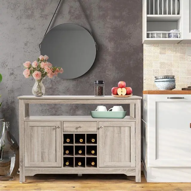 Alt view image 4 of 7 - SlickBlue Server Buffet Sideboard With Wine Rack and Open Shelf