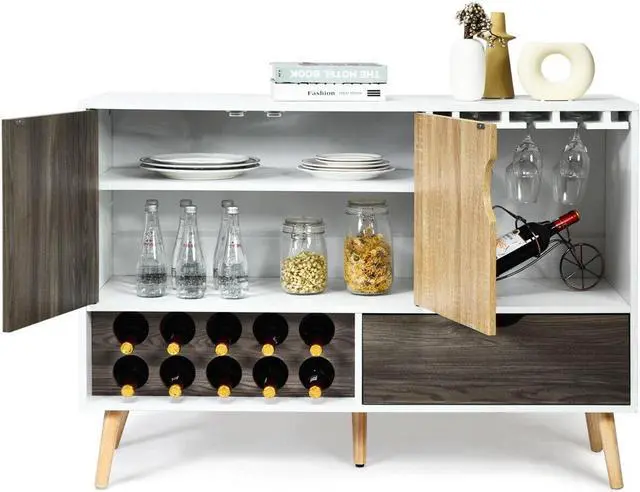 Alt view image 3 of 7 - SlickBlue Mid-Century Buffet Sideboard Wooden Storage Cabinet