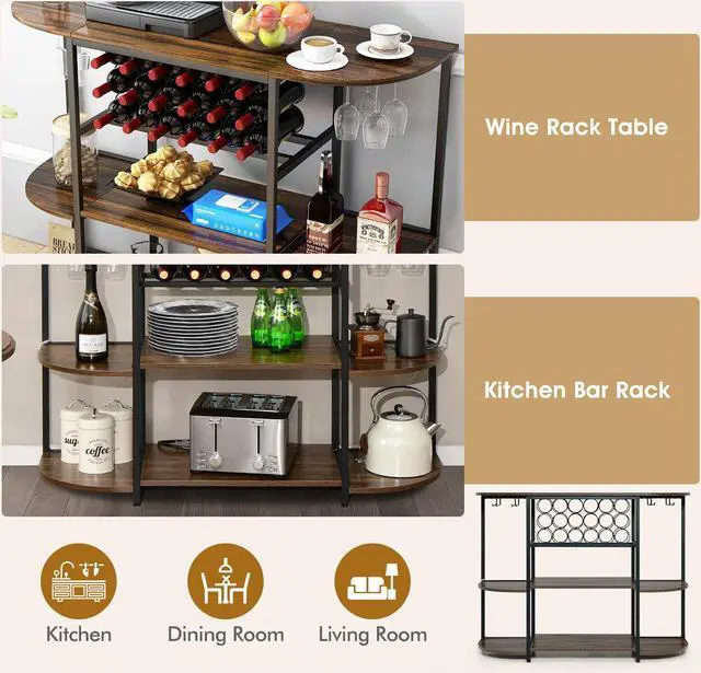 Alt view image 4 of 7 - SlickBlue 47 Inches Wine Rack Table with Glass Holder and Storage Shelves