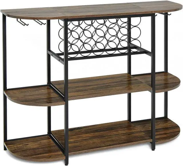 Alt view image 2 of 7 - SlickBlue 47 Inches Wine Rack Table with Glass Holder and Storage Shelves