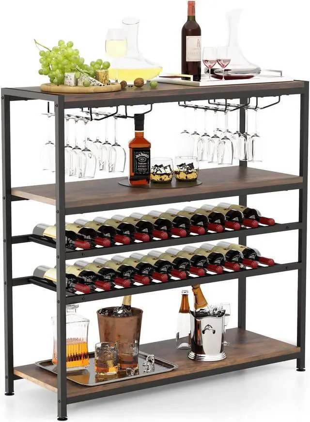 Main image of SlickBlue 5-tier Wine Rack Table with Glasses Holder