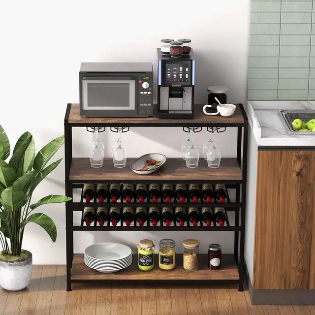 Alt view image 3 of 7 - SlickBlue 5-tier Wine Rack Table with Glasses Holder