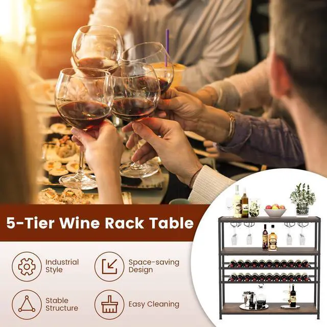 Alt view image 7 of 7 - SlickBlue 5-tier Wine Rack Table with Glasses Holder
