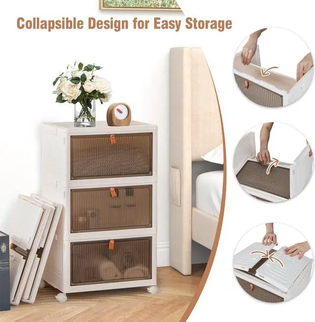 Alt view image 7 of 7 - SlickBlue 6-Tier Stackable Plastic Storage Bins with Lids and Doors-White