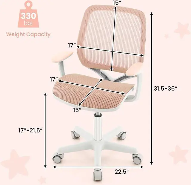 Alt view image 6 of 7 - SlickBlue Swivel Mesh Children Computer Chair with Adjustable Height