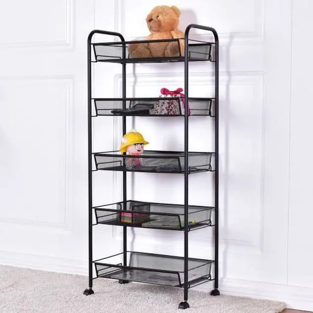 Main image of SlickBlue Black 5 Tier Storage Rack Trolley Cart