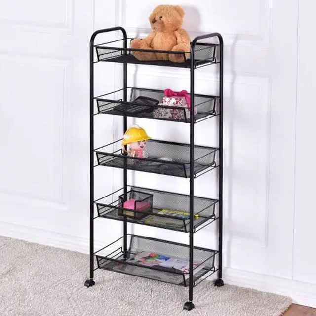 Alt view image 2 of 3 - SlickBlue Black 5 Tier Storage Rack Trolley Cart