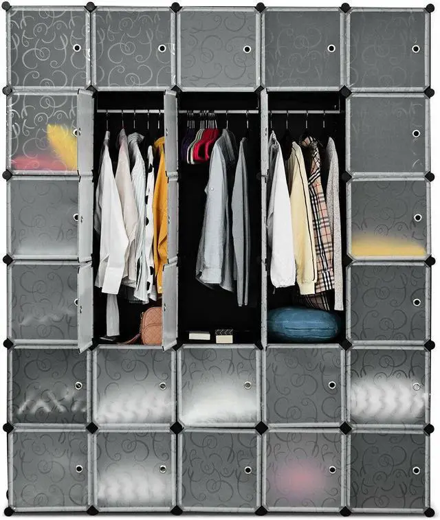 Alt view image 3 of 7 - SlickBlue DIY 30 Cube Portable Closet Clothes Wardrobe Cabinet