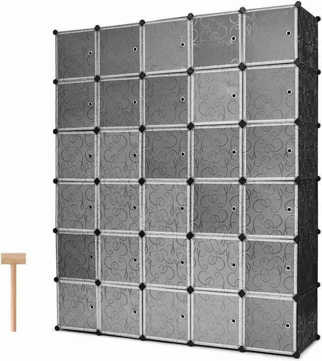 Alt view image 6 of 7 - SlickBlue DIY 30 Cube Portable Closet Clothes Wardrobe Cabinet