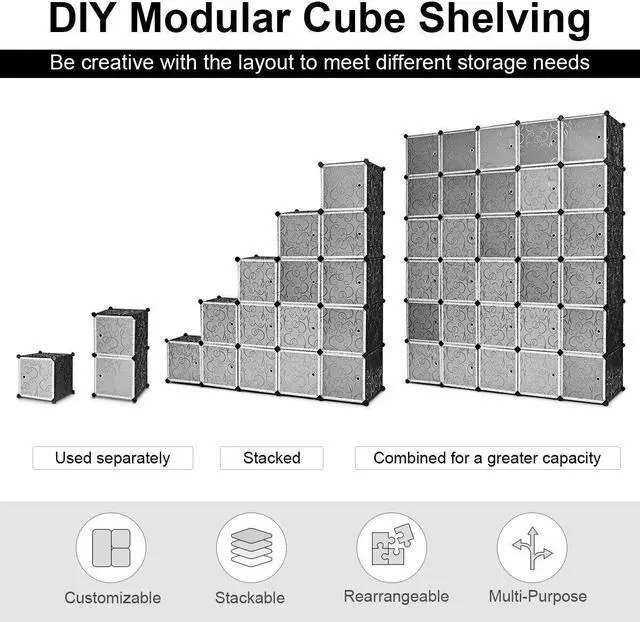 Alt view image 7 of 7 - SlickBlue DIY 30 Cube Portable Closet Clothes Wardrobe Cabinet