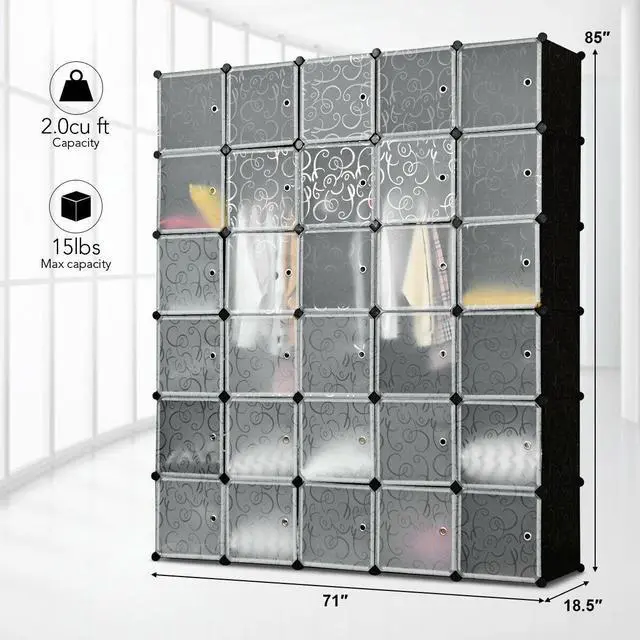 Alt view image 5 of 7 - SlickBlue DIY 30 Cube Portable Closet Clothes Wardrobe Cabinet