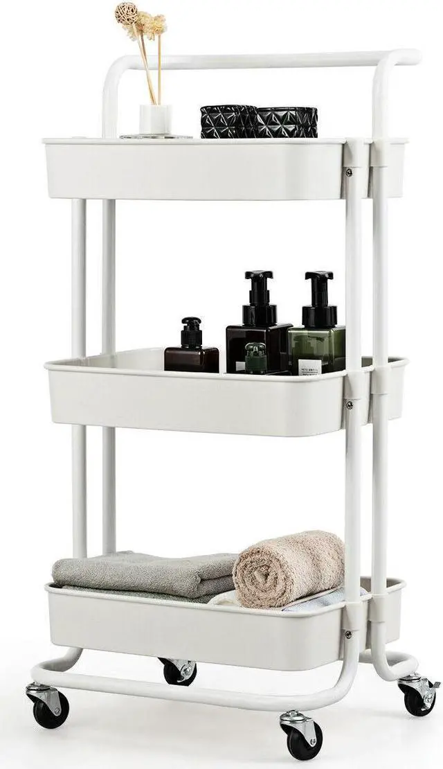 Alt view image 4 of 7 - SlickBlue 3-Tier Utility Cart Storage Rolling Cart with Casters