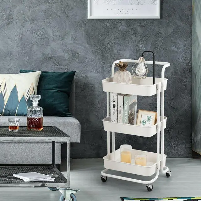 Alt view image 2 of 7 - SlickBlue 3-Tier Utility Cart Storage Rolling Cart with Casters