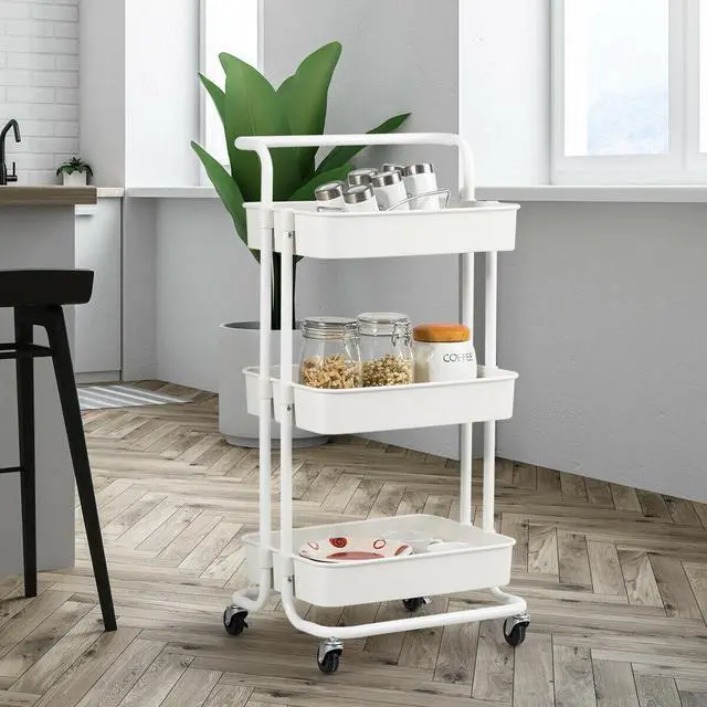 Alt view image 3 of 7 - SlickBlue 3-Tier Utility Cart Storage Rolling Cart with Casters