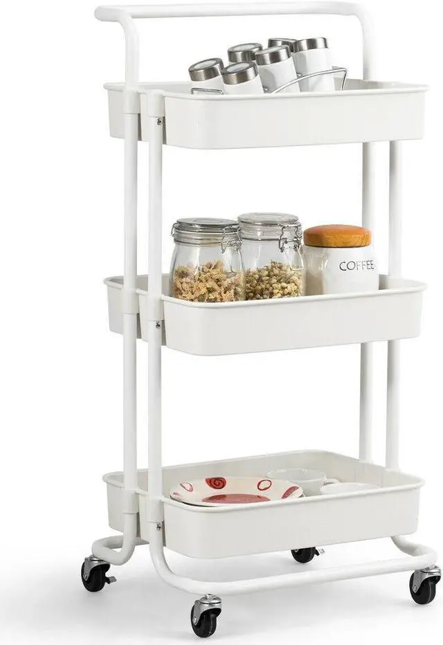 Alt view image 6 of 7 - SlickBlue 3-Tier Utility Cart Storage Rolling Cart with Casters