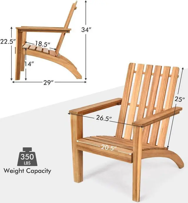 Alt view image 2 of 7 - SlickBlue Outdoor Patio Acacia Wood Adirondack Lounge Armchair