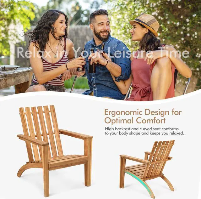 Alt view image 5 of 7 - SlickBlue Outdoor Patio Acacia Wood Adirondack Lounge Armchair