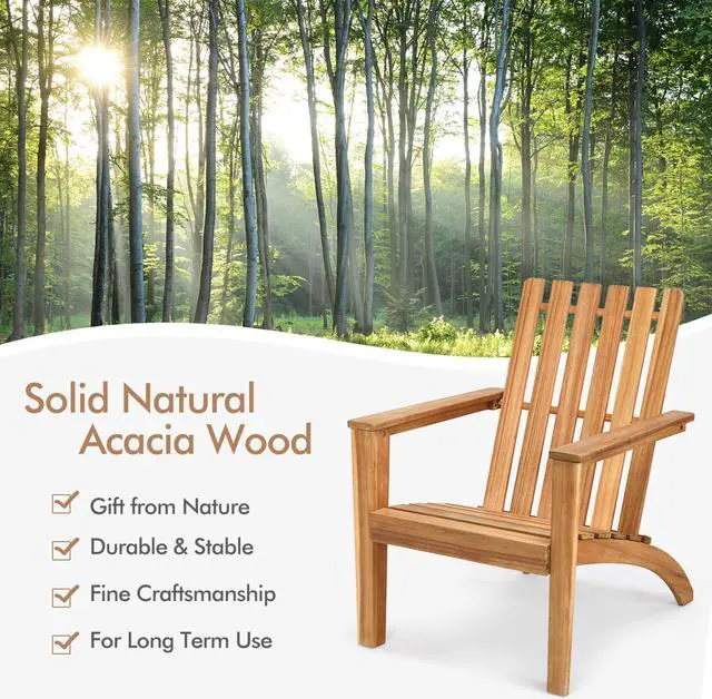 Alt view image 6 of 7 - SlickBlue Outdoor Patio Acacia Wood Adirondack Lounge Armchair