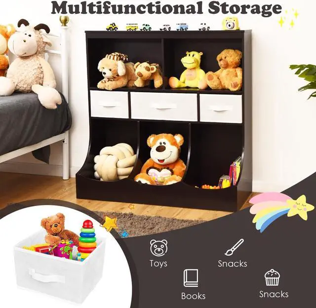 Alt view image 4 of 7 - SlickBlue Freestanding Combo Cubby Bin Storage Organizer Unit W/3 Baskets