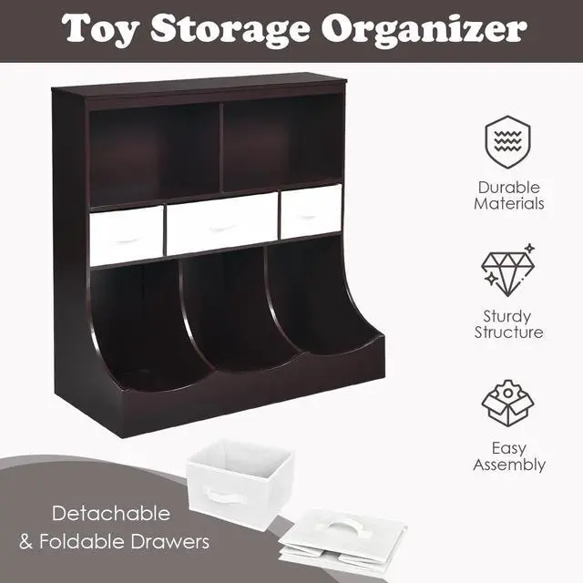 Alt view image 7 of 7 - SlickBlue Freestanding Combo Cubby Bin Storage Organizer Unit W/3 Baskets