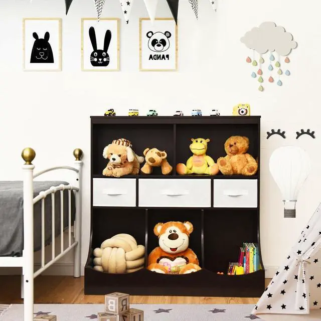 Alt view image 2 of 7 - SlickBlue Freestanding Combo Cubby Bin Storage Organizer Unit W/3 Baskets