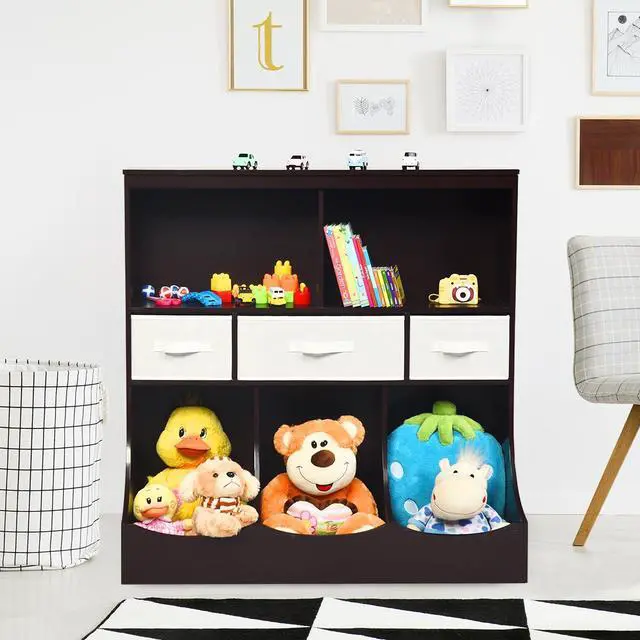 Alt view image 3 of 7 - SlickBlue Freestanding Combo Cubby Bin Storage Organizer Unit W/3 Baskets