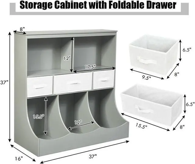 Alt view image 5 of 7 - SlickBlue Freestanding Combo Cubby Bin Storage Organizer Unit W/3 Baskets