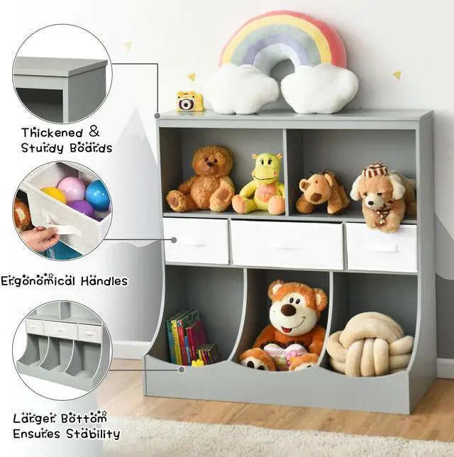 Alt view image 6 of 7 - SlickBlue Freestanding Combo Cubby Bin Storage Organizer Unit W/3 Baskets
